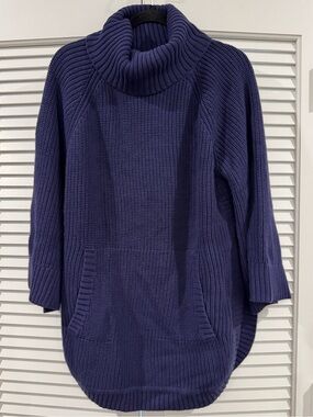 UGG Deep Navy Ribbed Turtleneck Poncho Sweater